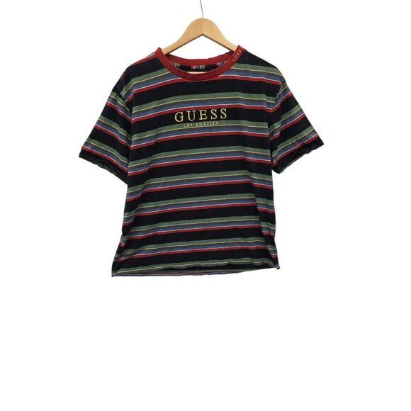 Vtg Y2K Guess Jeans Men's Medium Embroidered Logo Striped T-Shirt - Picture 1 of 8